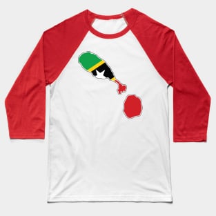 St Kitts and Nevis National Flag and Map Baseball T-Shirt